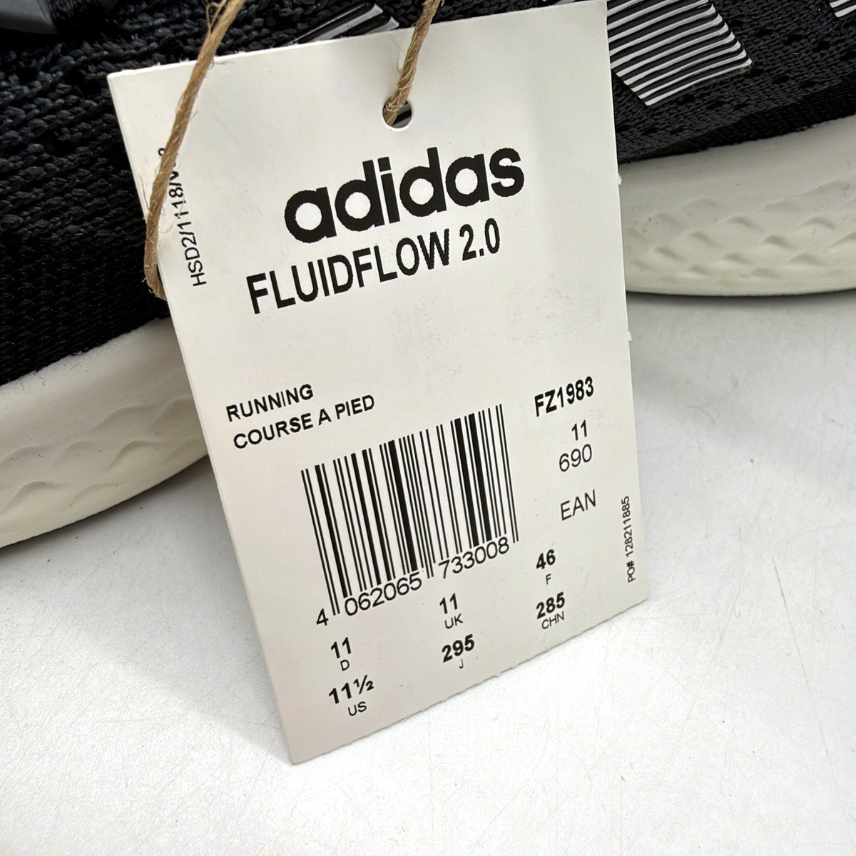 Adidas Fluidflow 2.0 Running Shoe Black White Boost Mens Size US 11.5 NEW