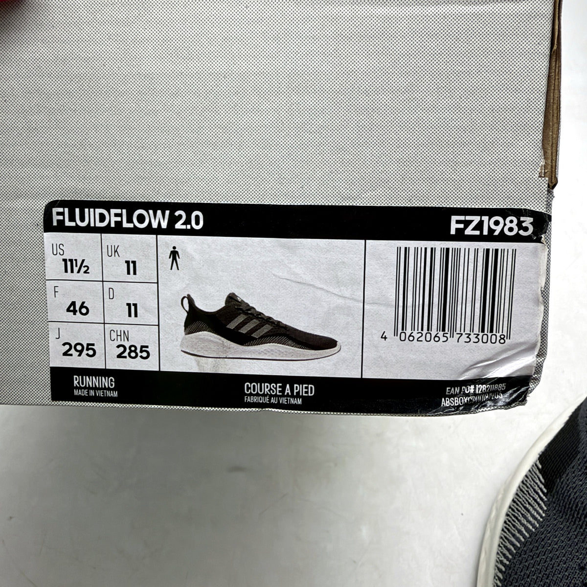 Adidas Fluidflow 2.0 Running Shoe Black White Boost Mens Size US 11.5 NEW