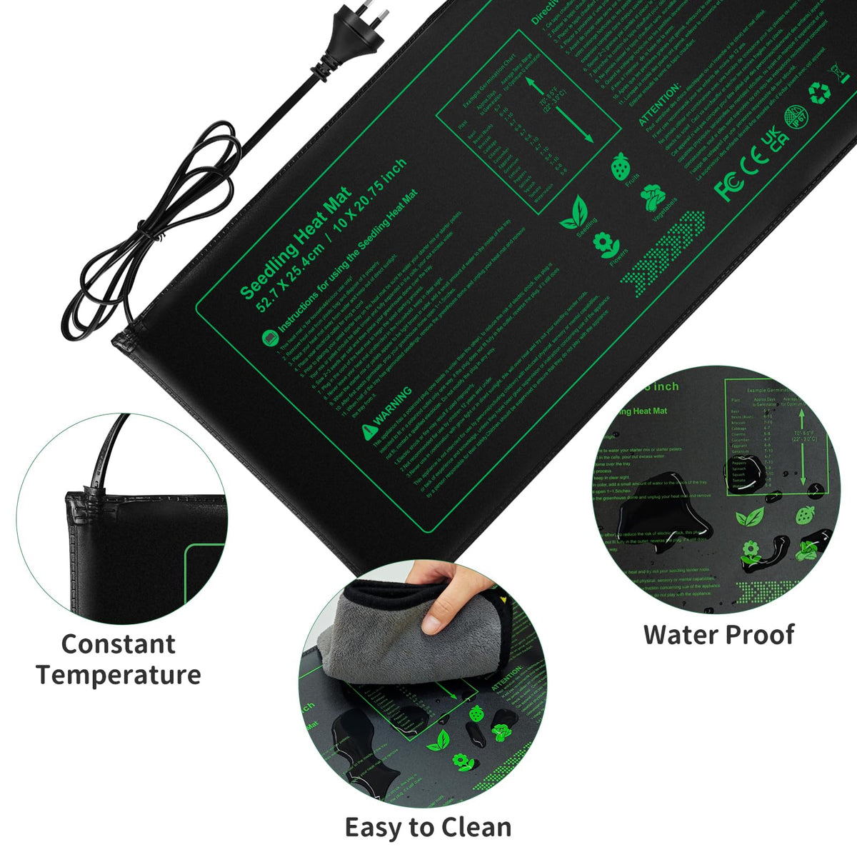 PETZOOKA Seedling Germination Pots Heat Mat Waterproof Plant Heating Pad - NEW