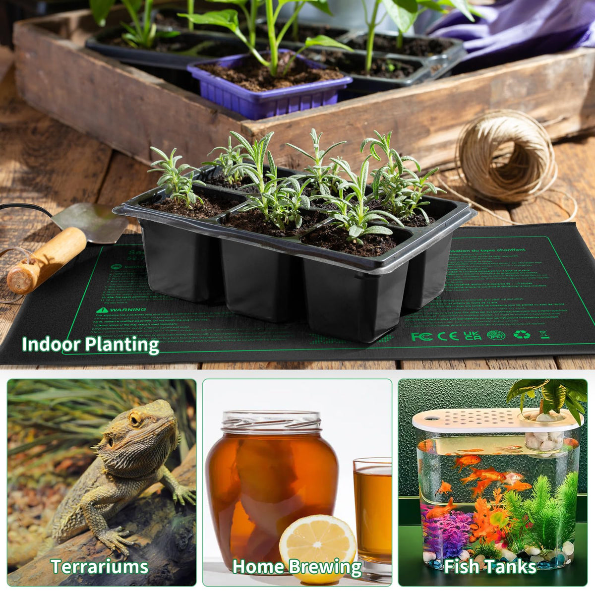 PETZOOKA Seedling Germination Pots Heat Mat Waterproof Plant Heating Pad - NEW