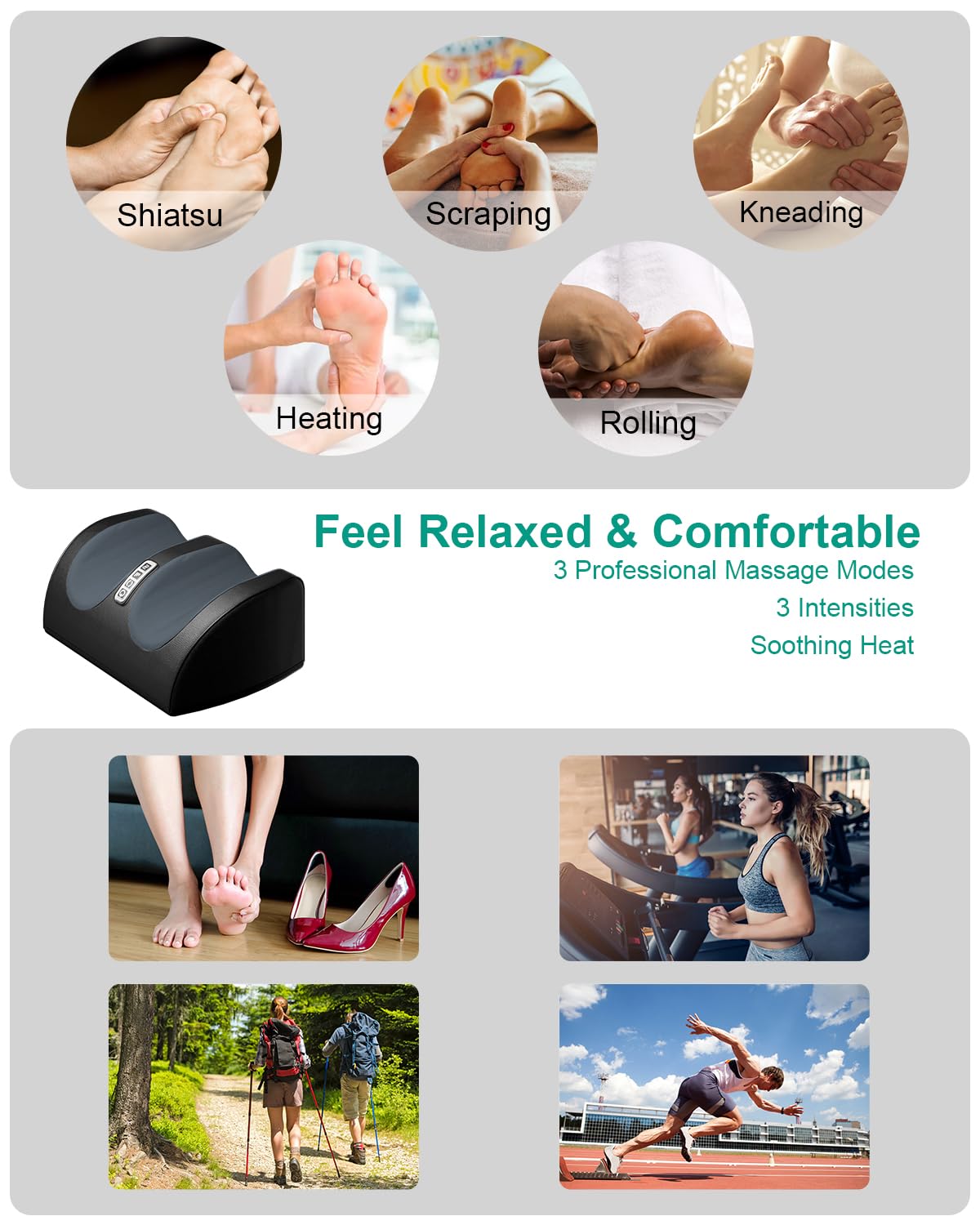 AERLANG Electric Foot Spa Massager with Heat and Shiatsu - Black DEMO