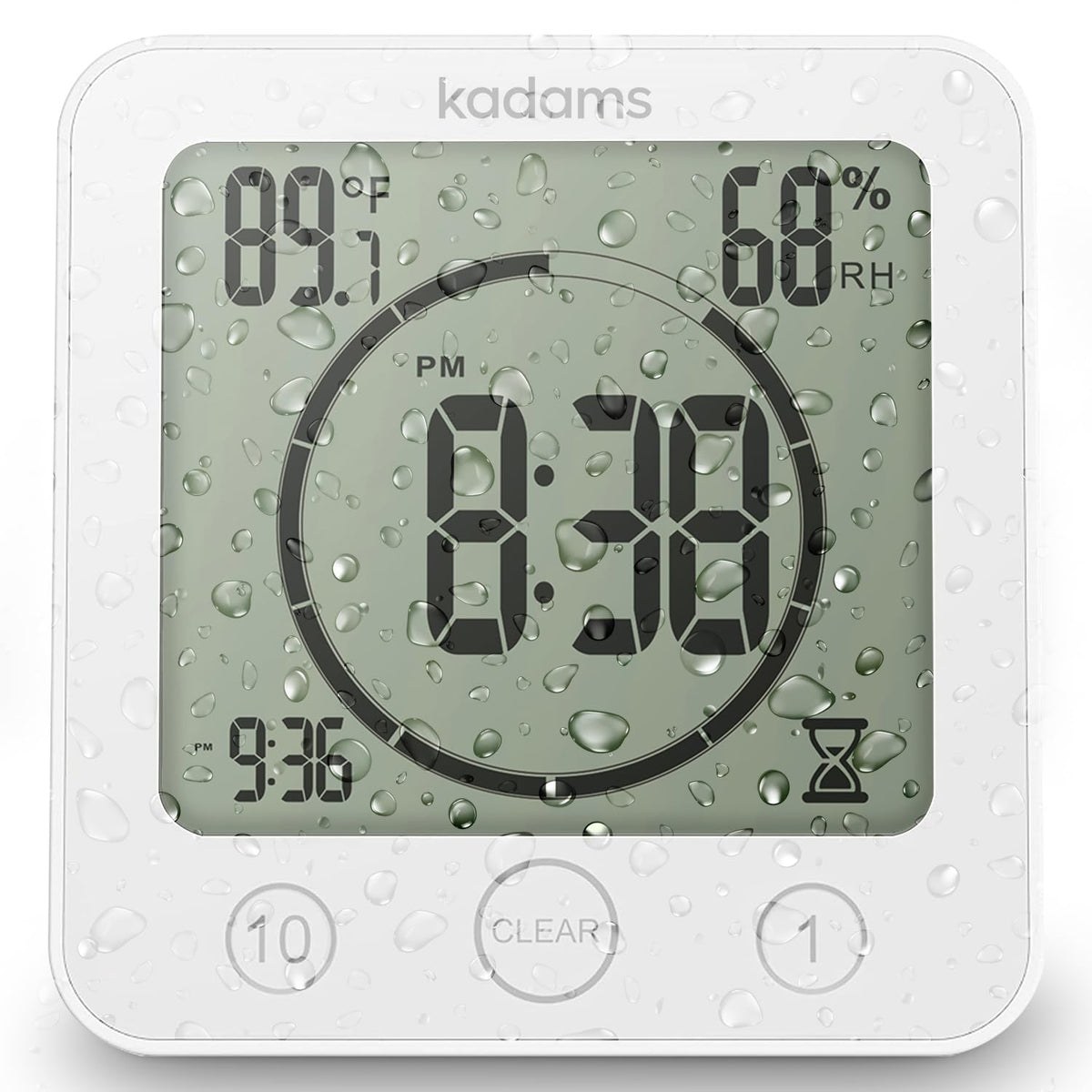 KADAMS Digital Kitchen Timer Waterproof Shower Clock Alarm White NEW
