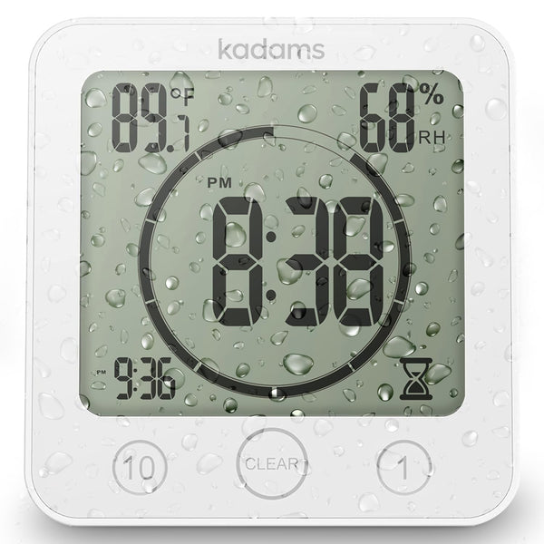 KADAMS Digital Kitchen Timer Waterproof Shower Clock Alarm White NEW