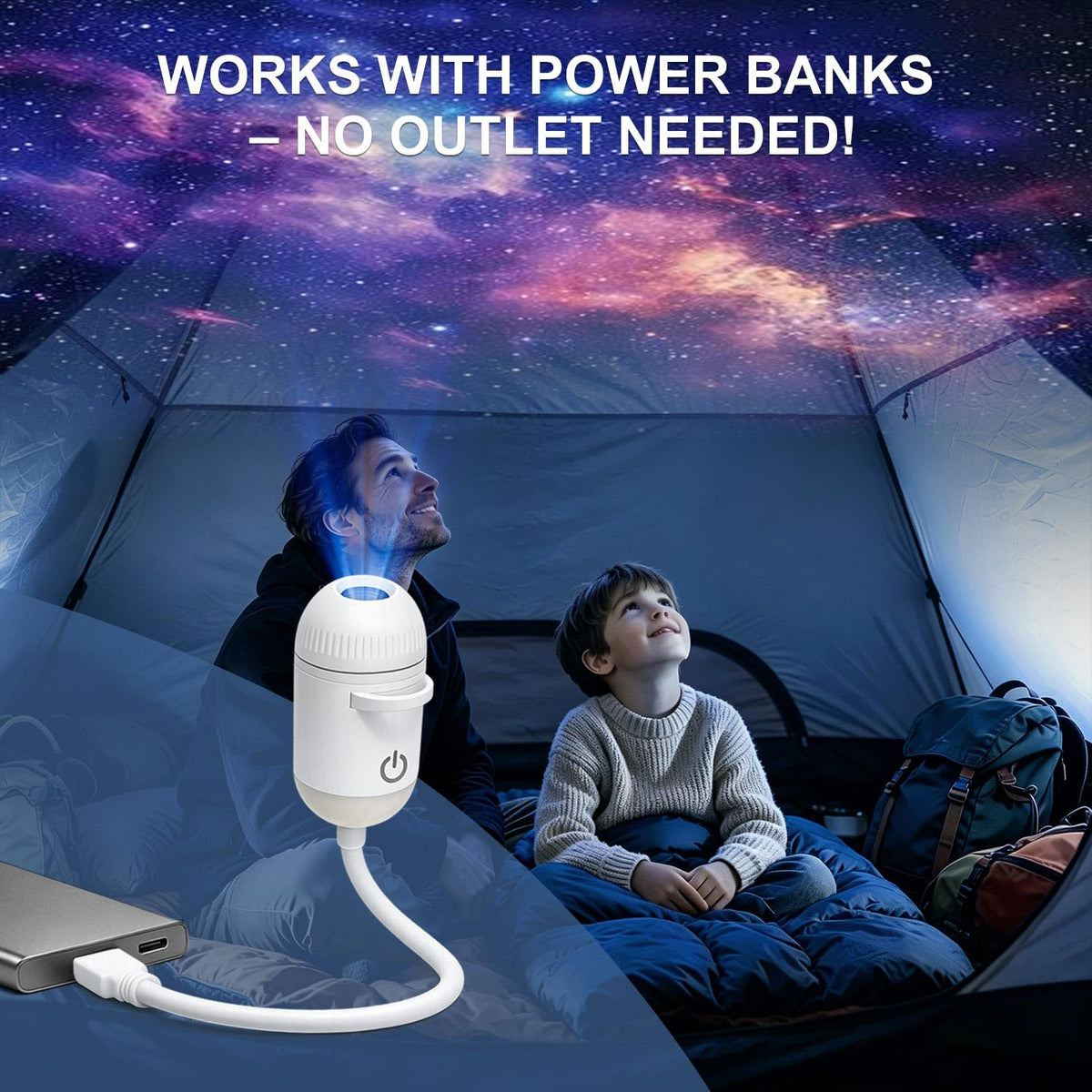USB 2-in-1 Galaxy Starry Star Projector Night Light White 24 Slides NEW