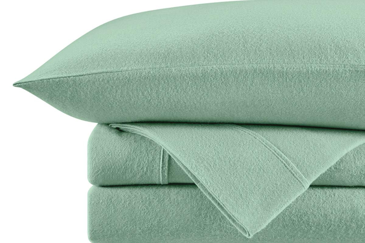 Ovela Green Cotton Flannelette Fitted Bed Sheet Set King Single Size NEW