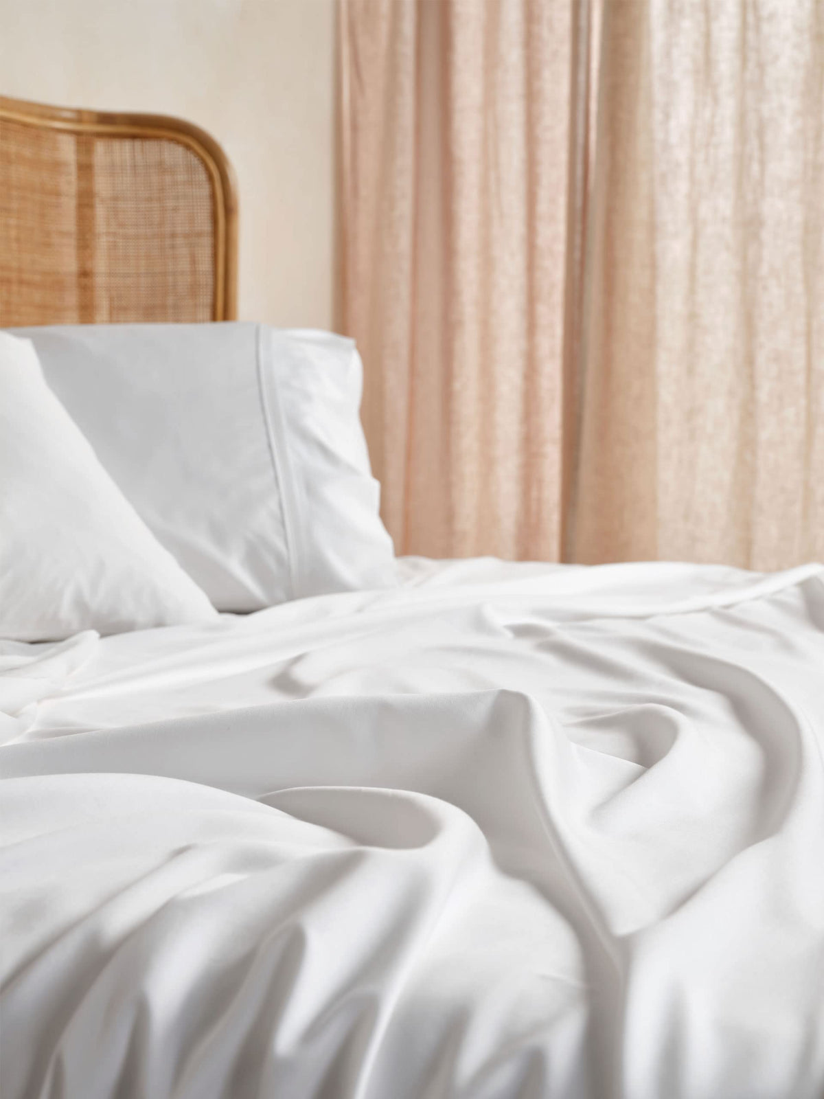 Matt Blatt 400TC Bamboo Cotton Blend White Fitted Sheet Set QUEEN Bed NEW