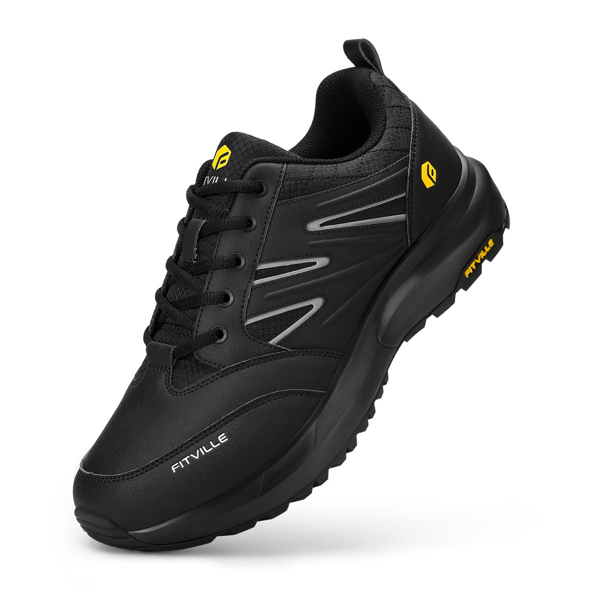 FitVille Low Top Breathable Hiking Shoes Black Lightweight WIDE FIT US 12 NEW