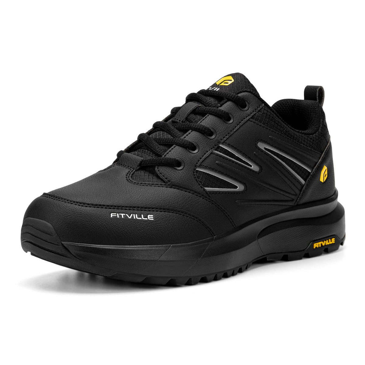 FitVille Low Top Breathable Hiking Shoes Black Lightweight WIDE FIT US 12 NEW