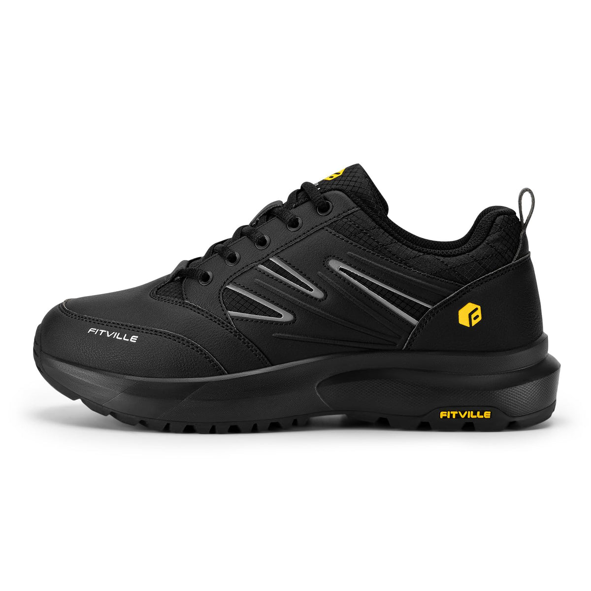FitVille Low Top Breathable Hiking Shoes Black Lightweight WIDE FIT US 12 NEW