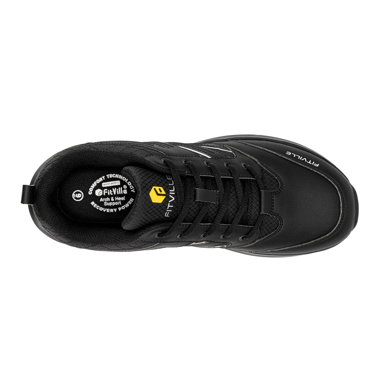 FitVille Low Top Breathable Hiking Shoes Black Lightweight WIDE FIT US 12 NEW