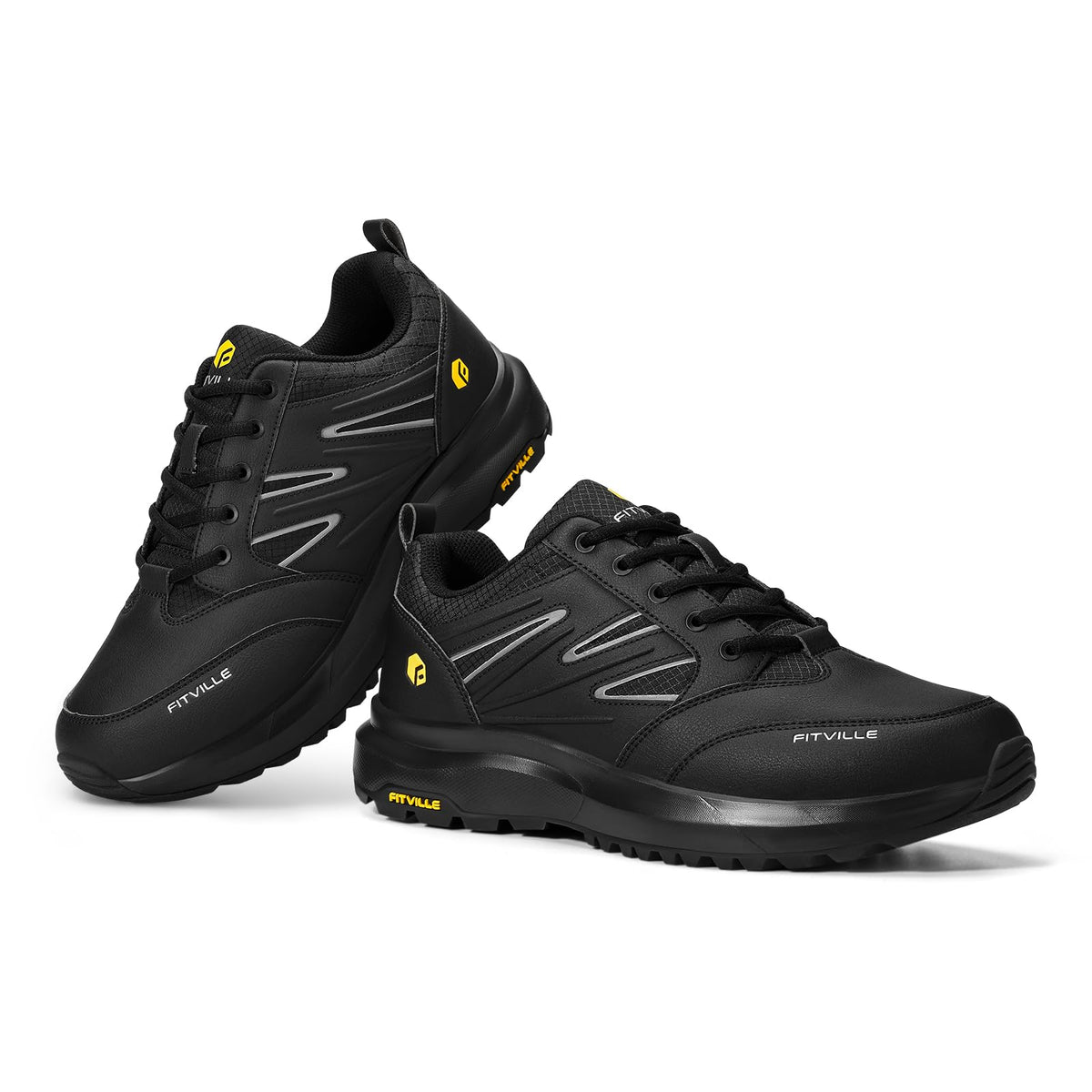 FitVille Low Top Breathable Hiking Shoes Black Lightweight WIDE FIT US 12 NEW
