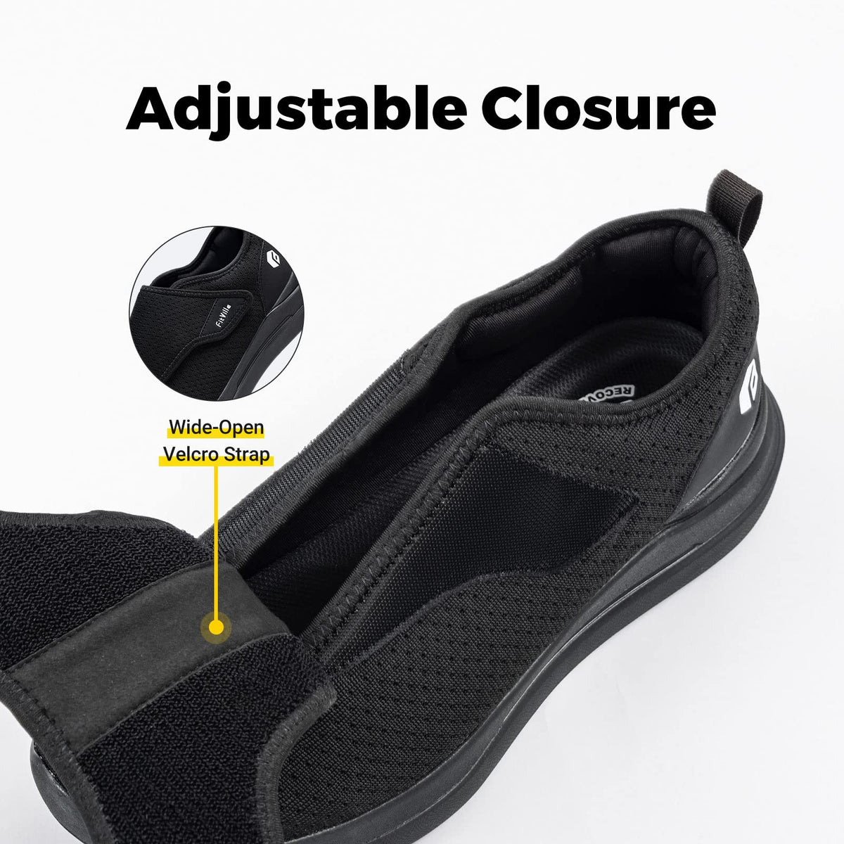 FitVille Diabetic Slipper Extra Wide Black X-Wide Shoes Size 12 US NEW