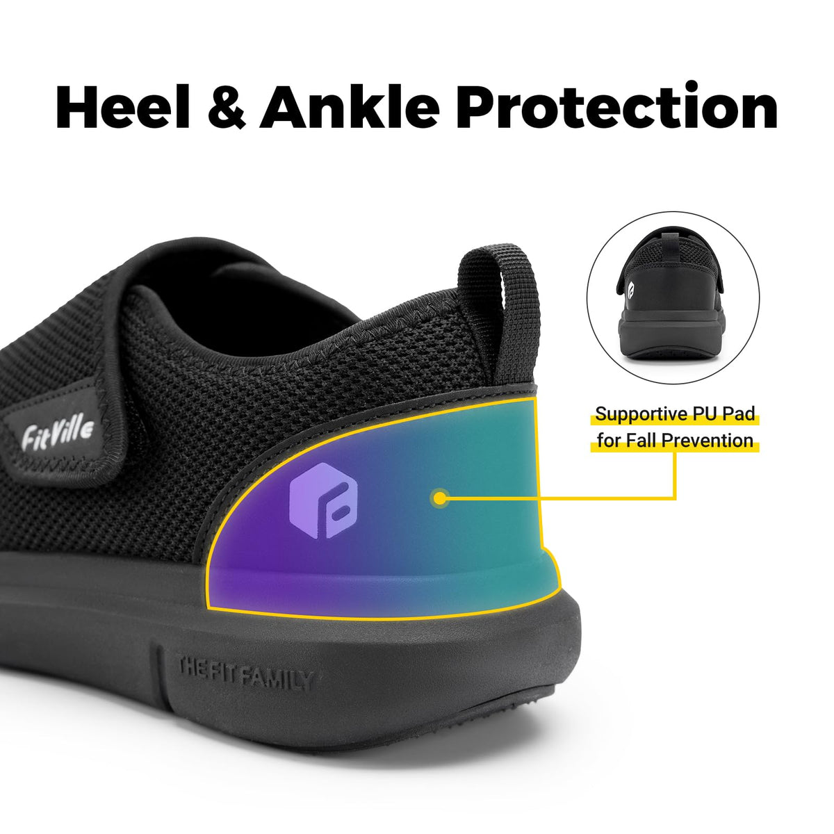 FitVille Diabetic Slipper Extra Wide Black X-Wide Shoes Size 12 US NEW