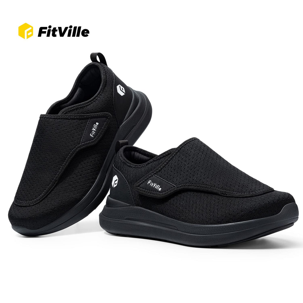 FitVille Diabetic Slipper Extra Wide Black X-Wide Shoes Size 12 US NEW