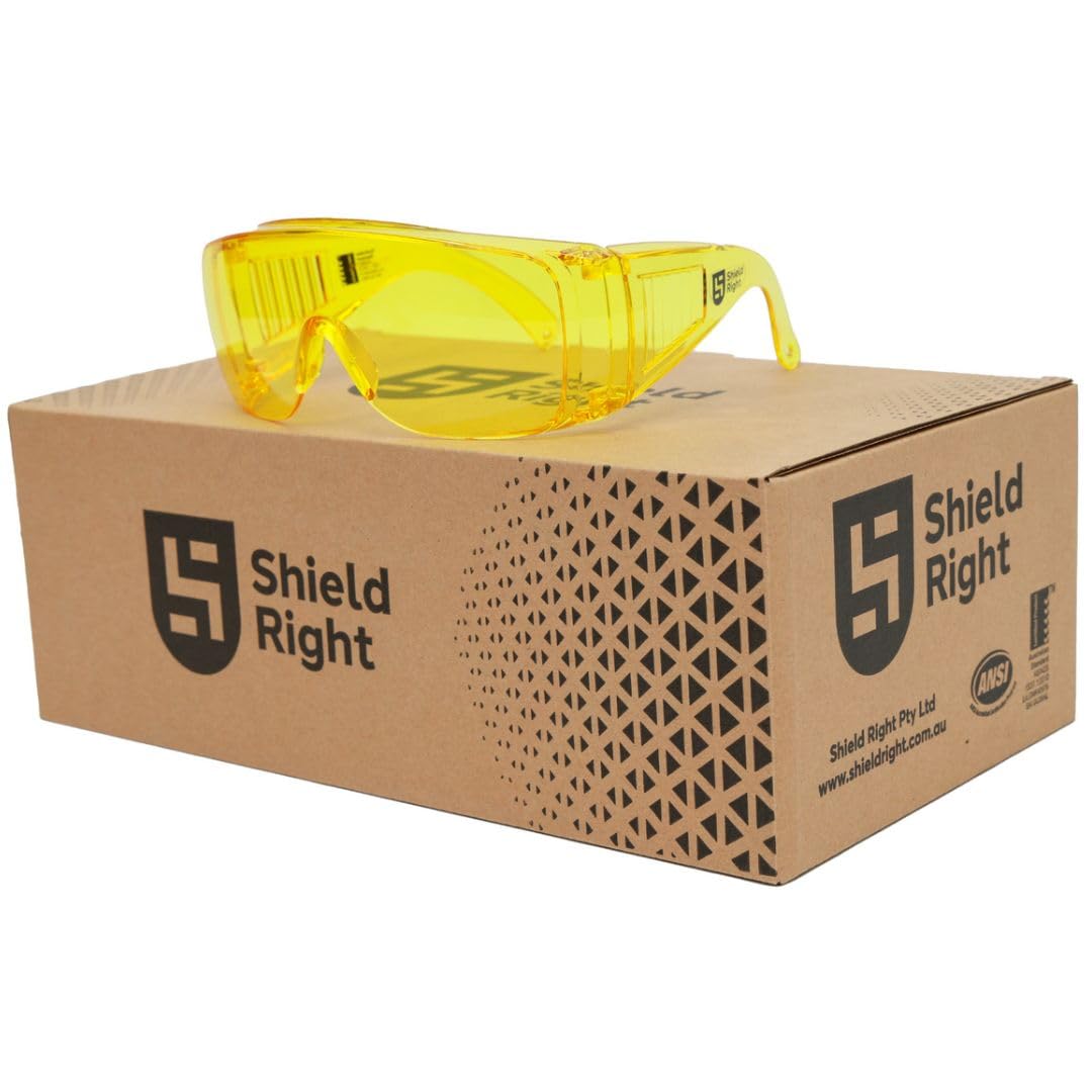 Shield Right Unisex Anti-Fog Safety Glasses Amber Lens 12 Pack One Size NEW
