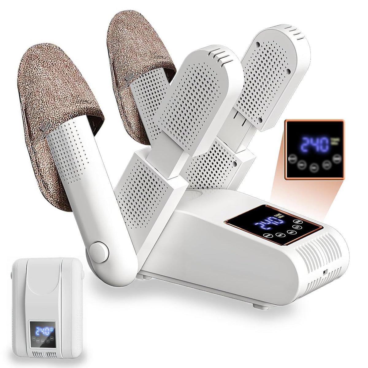 Guirfly1N1 White Electric Shoe Dryer with Timer and Folding Brackets NEW