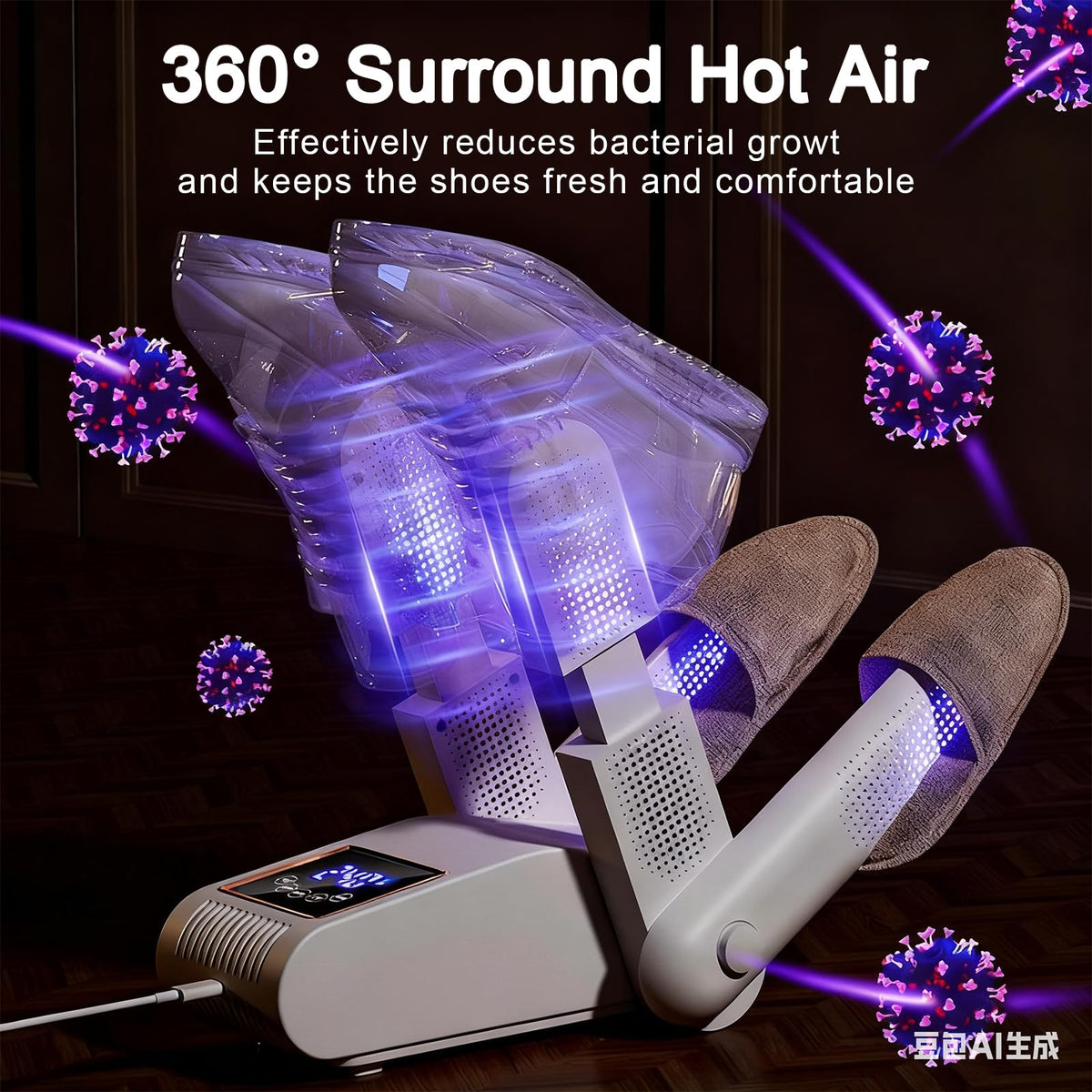 Guirfly1N1 White Electric Shoe Dryer with Timer and Folding Brackets NEW