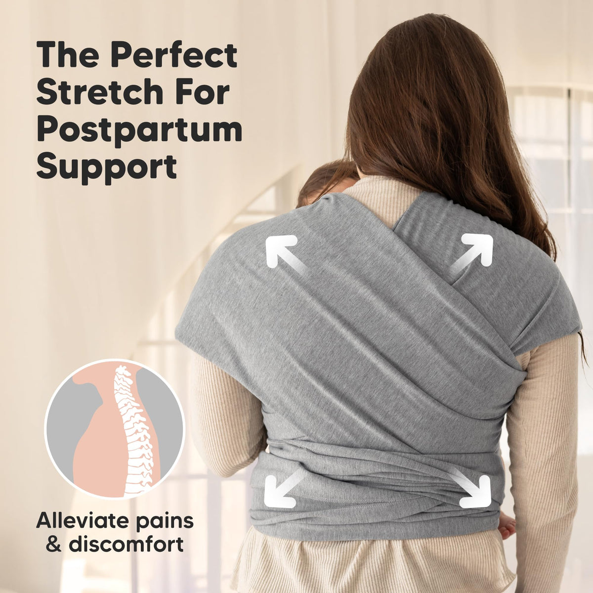 KeaBabies Baby Wrap Carrier Newborn to Toddler - Classic Gray NEW
