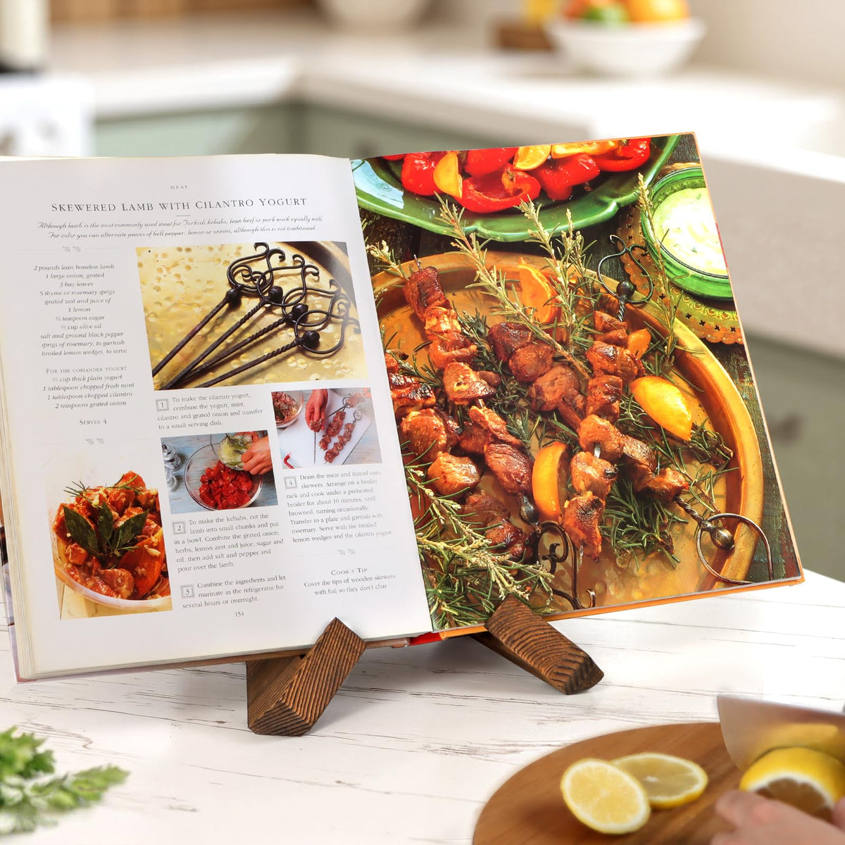 PUERSI Handmade Wooden Cookbook Holder Desktop Book Stand - Brown DEMO