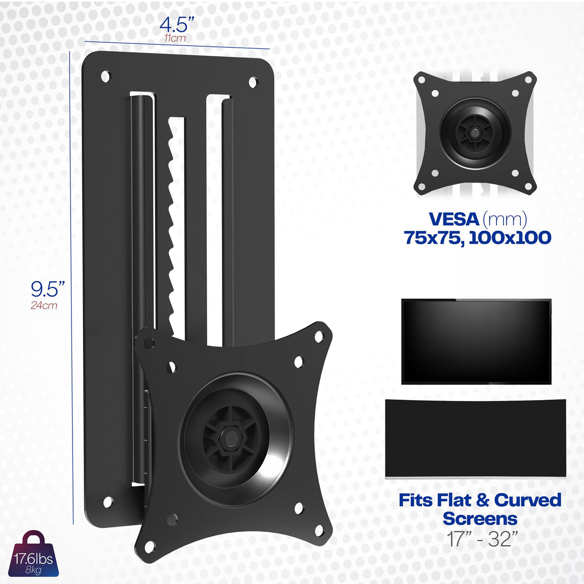 VIVO Height Adjustable Monitor Arm Single Articulating Wall Mount Black NEW