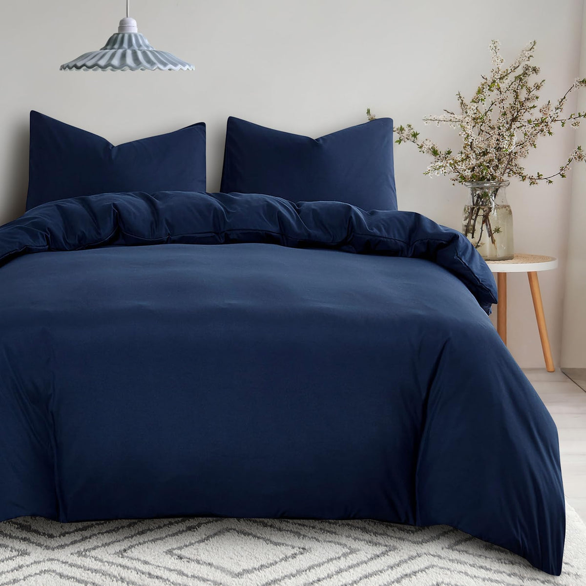 Wake In Cloud King Duvet Cover Set Navy Blue Microfiber Size King NEW
