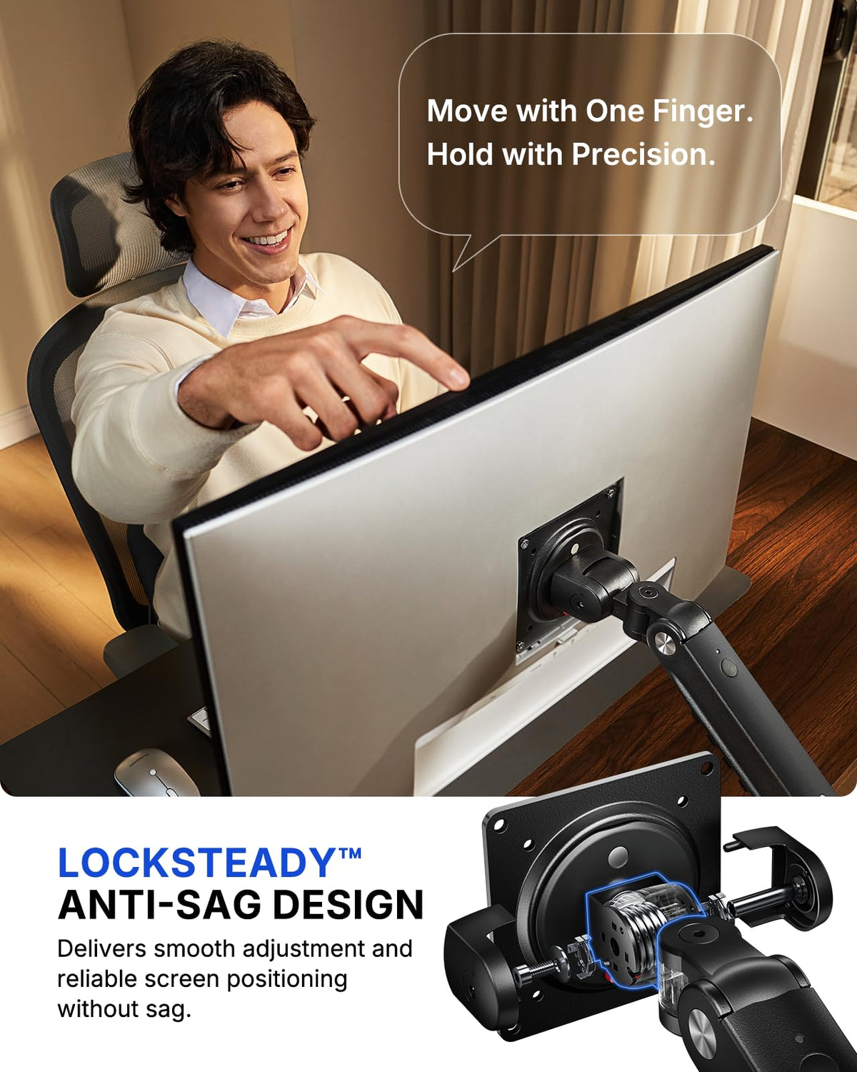 HUANUO FlowLift Pro Dual Monitor Arm for 13-32 Inch - New Black DEMO