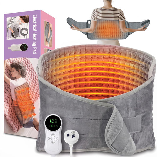 Syncvlio Electric Heating Pad for Back Pain Relief 12 Heat Settings Grey NEW