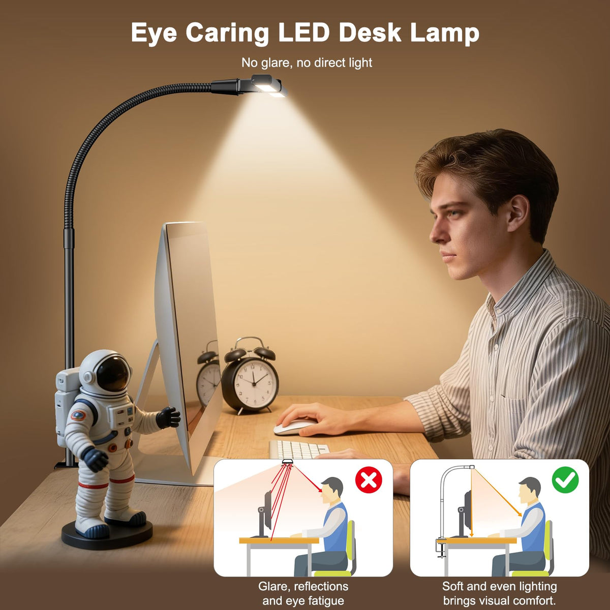 Rimposky LED Desk Lamp Double Head Black with Remote Control NEW