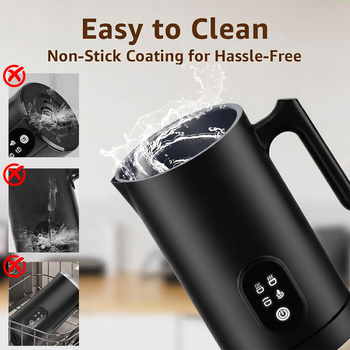 QZTHOU 4-in-1 Electric Milk Frother Hot Cold Steamer Black DEMO