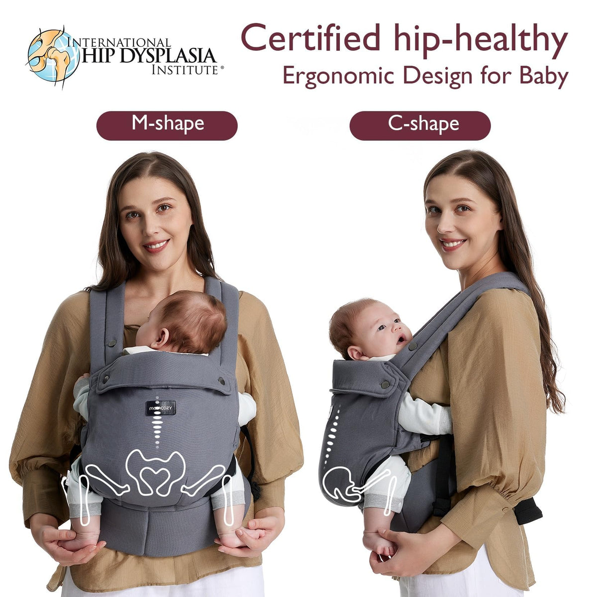 Momcozy PureHug Ergonomic Baby Carrier Grey Lightweight 7-45 lbs NEW