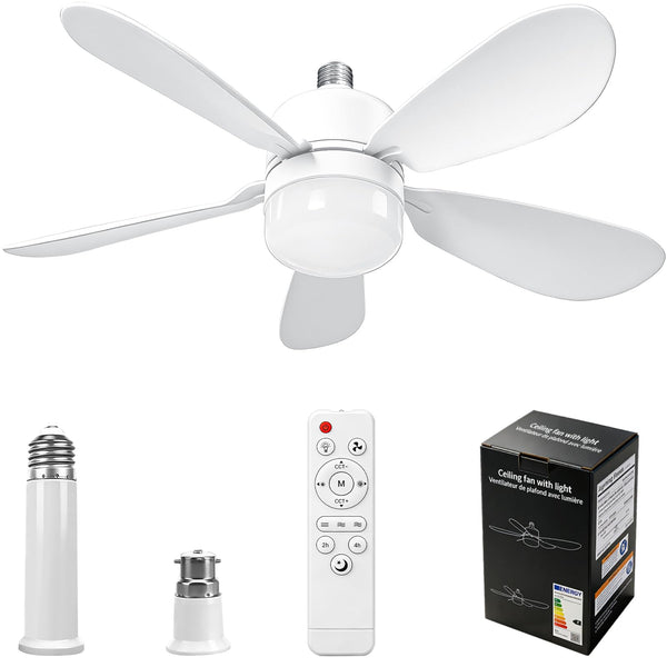 CREATESTAR 20" White Ceiling Fan with Light and Remote Control DEMO