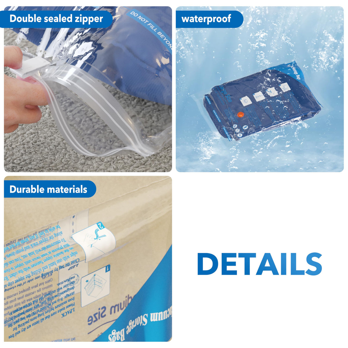 MEIQIHOME Vacuum Storage Bags 16 Pack Electric Pump White NEW