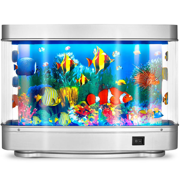 LAYLREA Silver Fake Fish Tank Mini Aquarium Decorative Night Light NEW