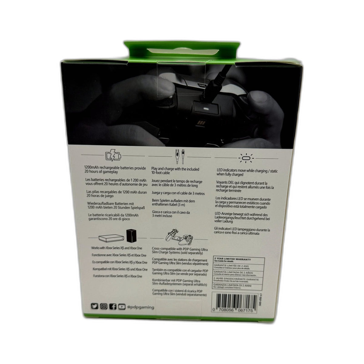 PDP Gaming Play & Charge Kit Xbox Controller - Black Battery NEW