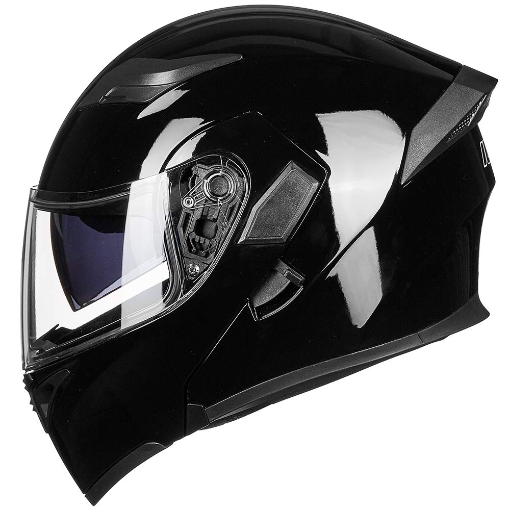 ILM Motorcycle Dual Visor Flip Up Modular Full Face Helmet Gloss Size L NEW