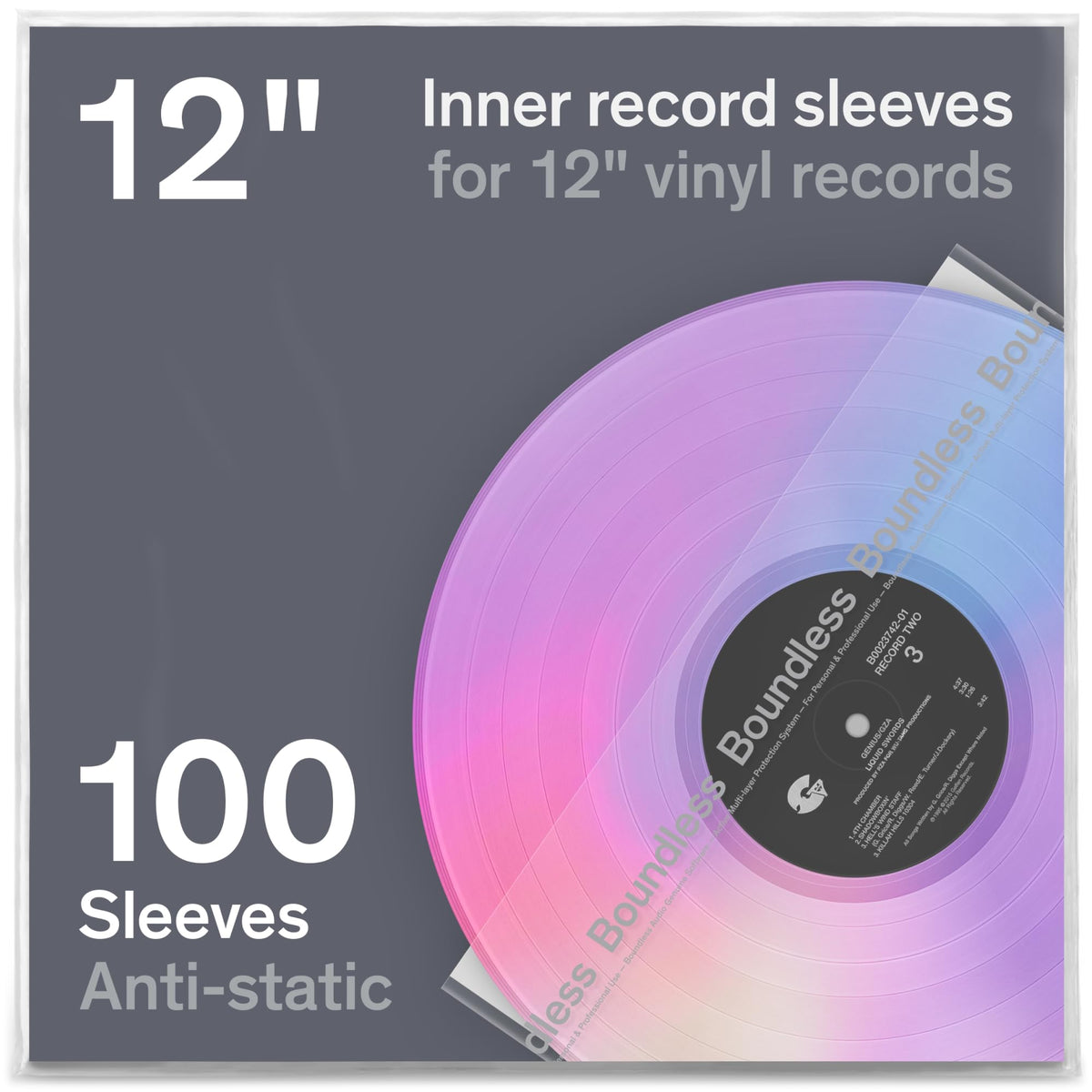 Boundless Audio Vinyl Record Sleeves Premium Inner 100 Pack Clear NEW