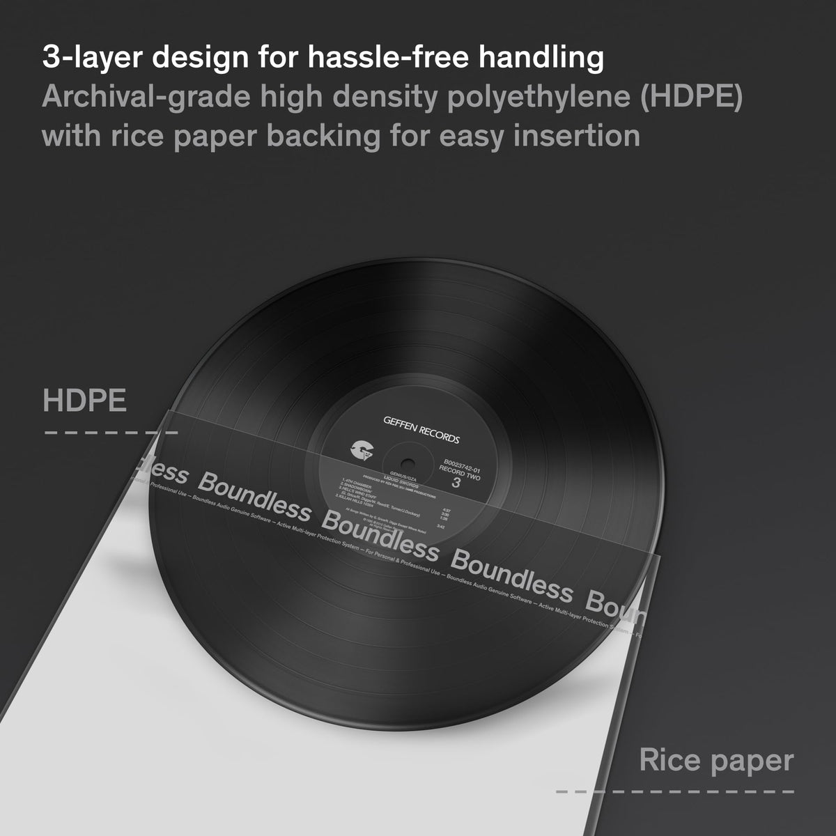 Boundless Audio Vinyl Record Sleeves Premium Inner 100 Pack Clear NEW
