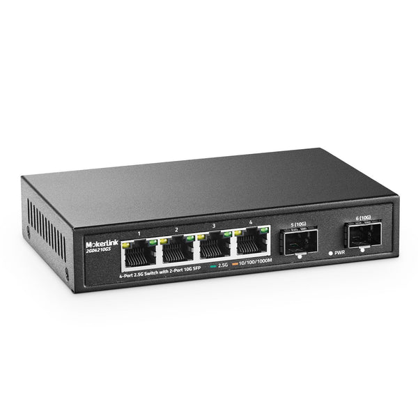 MokerLink 4 Network Switches Port 2.5G Ethernet Switch 10G SFP Black NEW