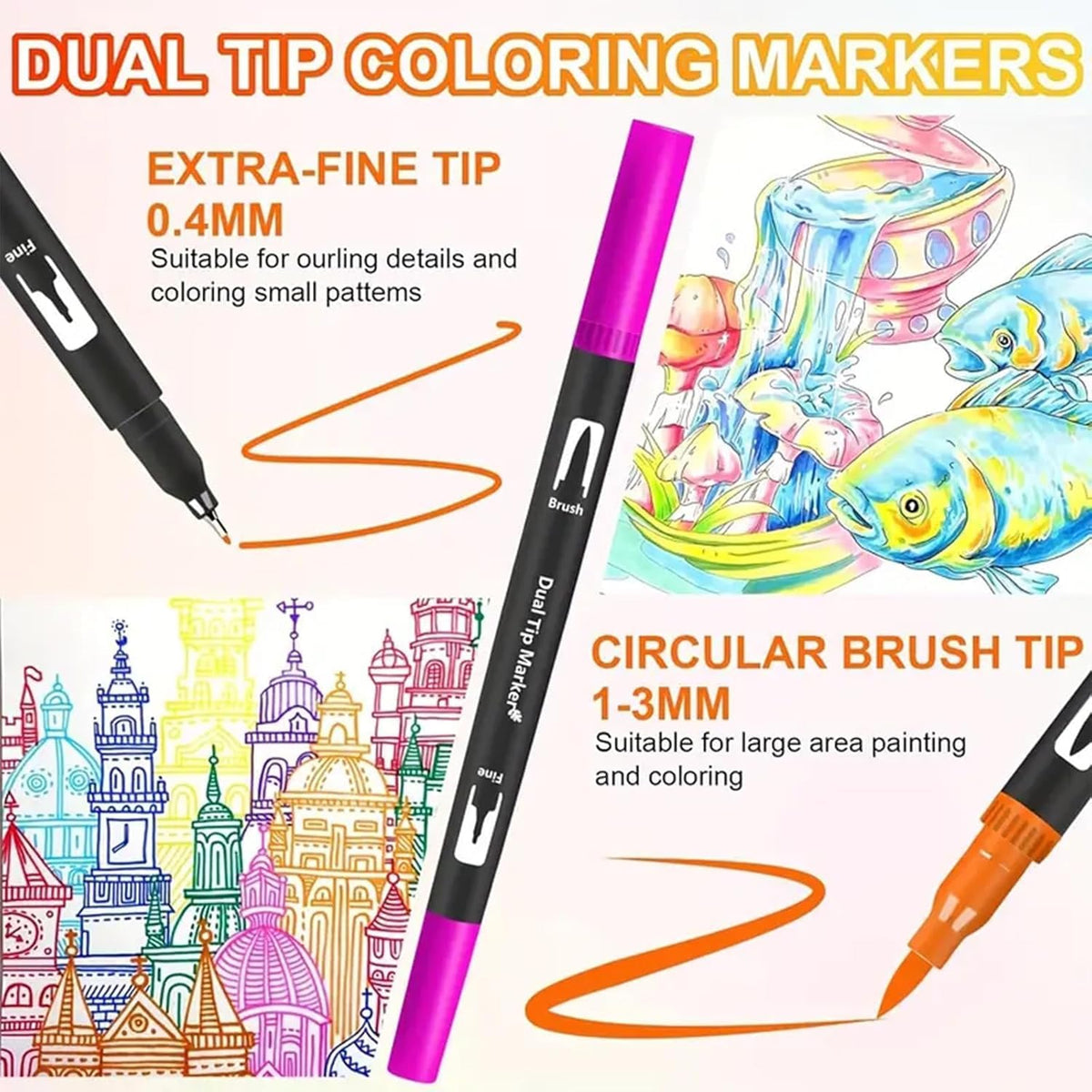 SUPTOP Dual Tip Brush Pens Set 120 Colors Professional Art Markers NEW