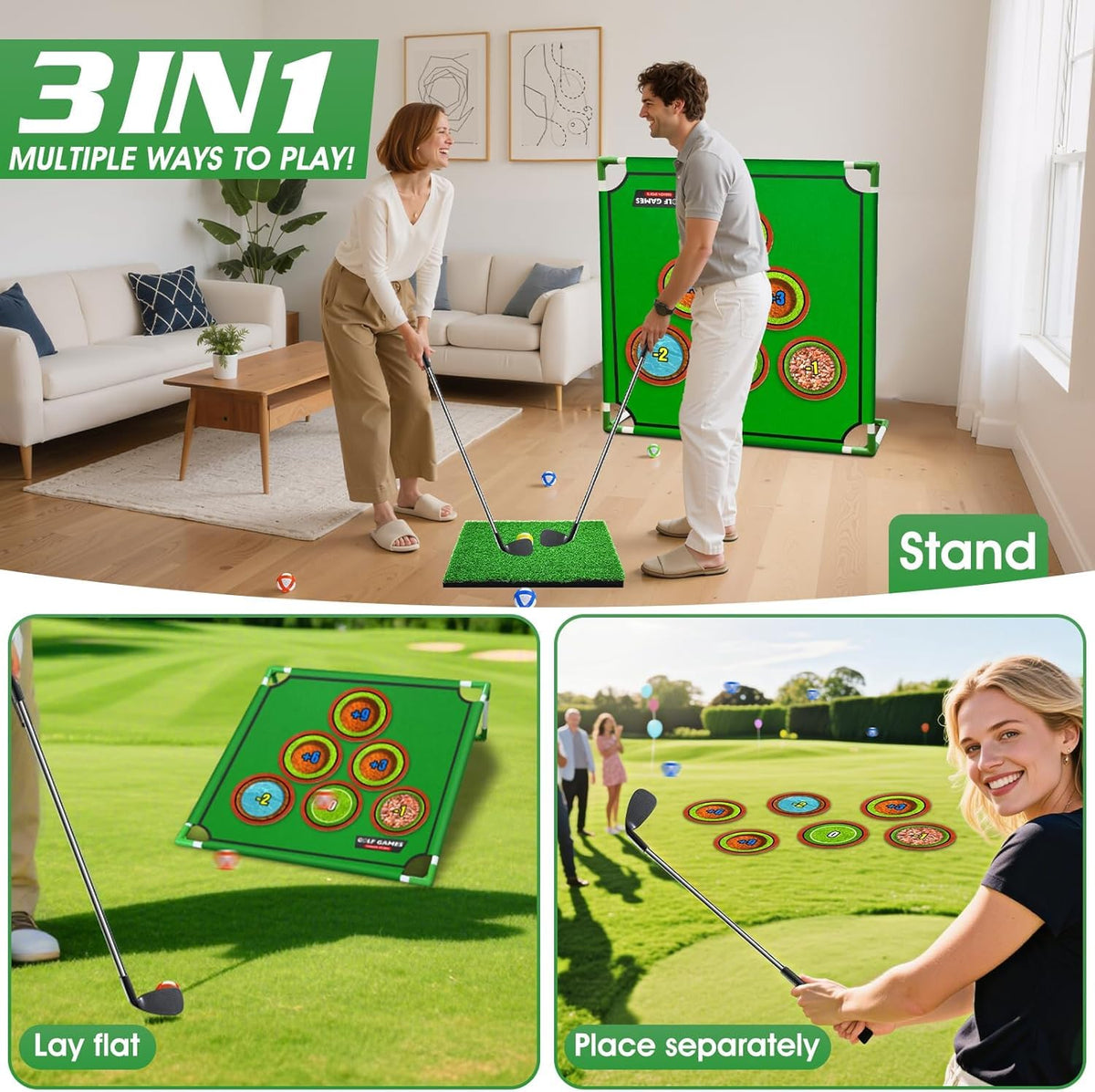 PhosElpida Golf Chipping Game Set Two Sided Cornhole Putting Size Standard NEW