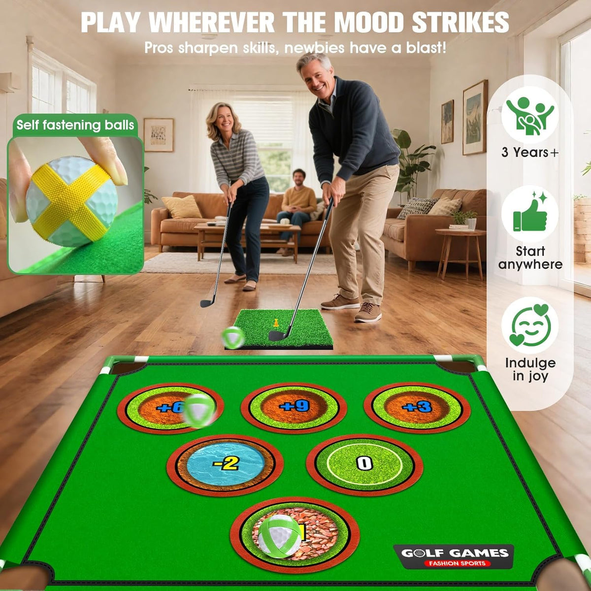 PhosElpida Golf Chipping Game Set Two Sided Cornhole Putting Size Standard NEW