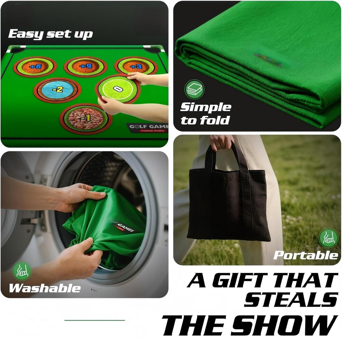 PhosElpida Golf Chipping Game Set Two Sided Cornhole Putting Size Standard NEW