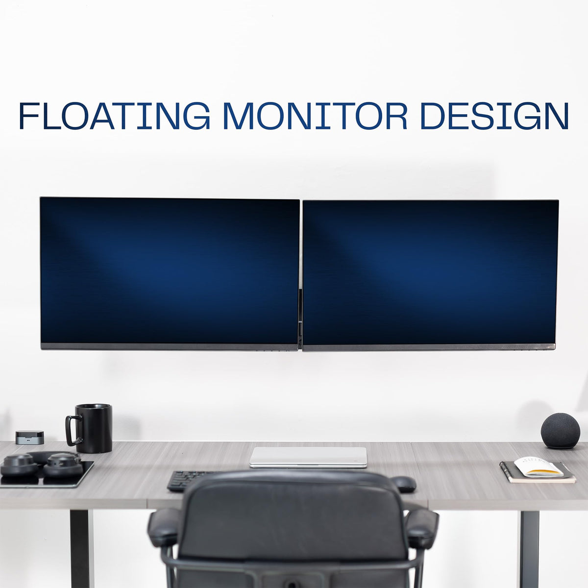 VIVO Black Dual Monitor Wall Mount Arm - Height Adjustable Steel DEMO