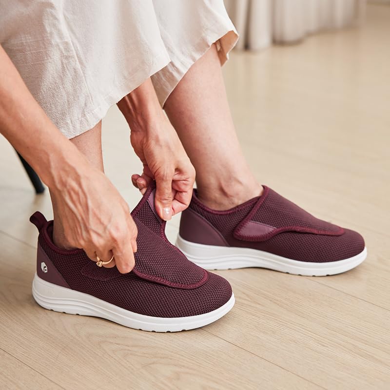 FitVille Diabetic Shoes Burgundy Orthopedic Foot Care EXTRA WIDE Womens US 9 NEW