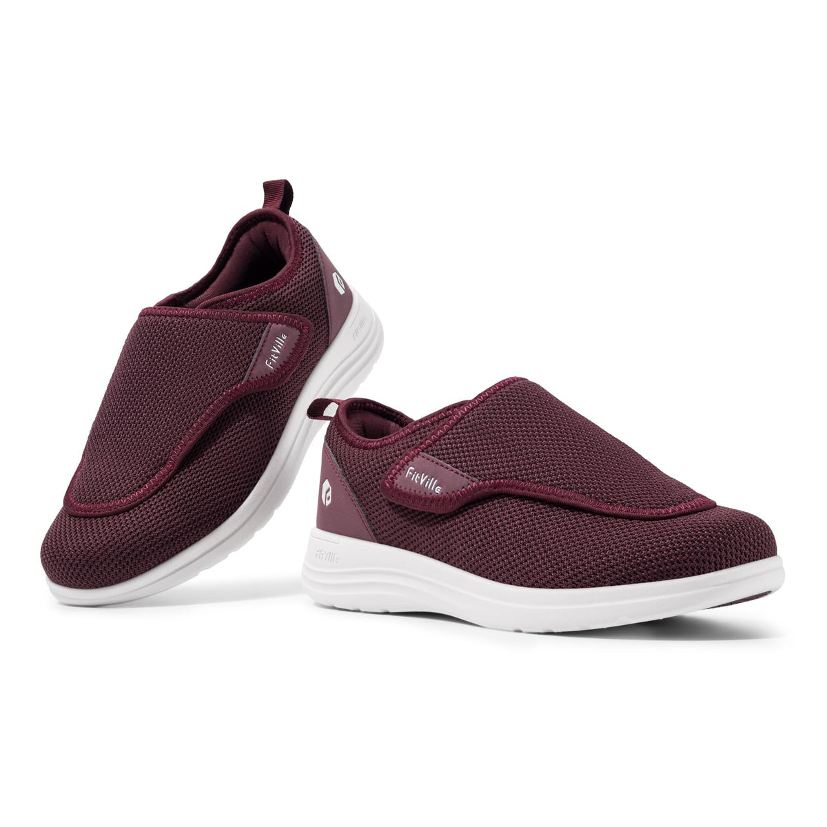 FitVille Diabetic Shoes Burgundy Orthopedic Foot Care EXTRA WIDE Womens US 9 NEW
