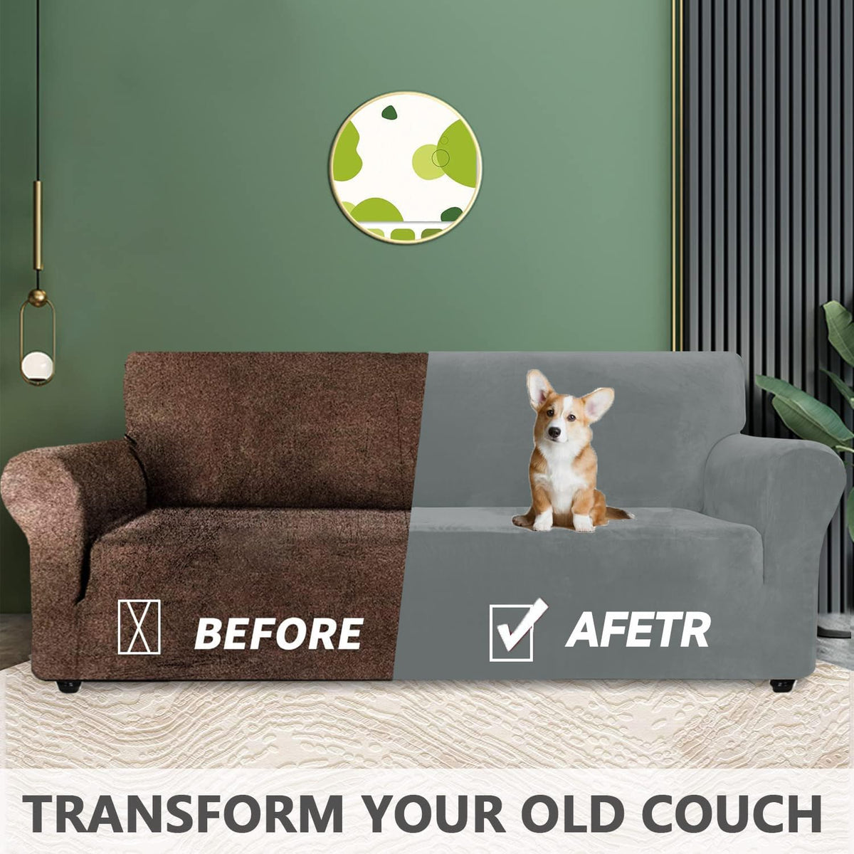 Ystyle High Stretch Sofa Cover 3 Seater Light Grey Super Soft Velvet Feel NEW