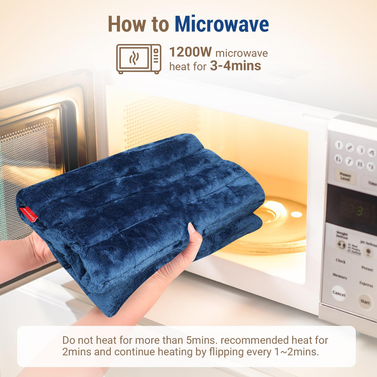 Comfytemp Microwavable Heating Pad for Back Pain Relief Blue Weighted NEW