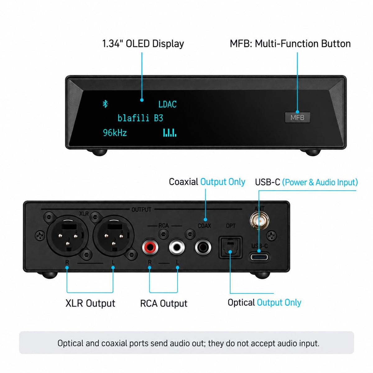 blafili Wireless Audio Receiver Bluetooth 5.1 LDAC aptX HD Black DEMO