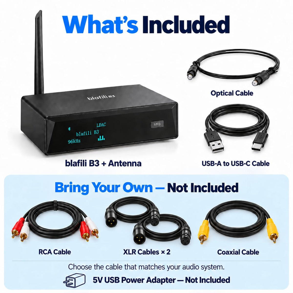 blafili Wireless Audio Receiver Bluetooth 5.1 LDAC aptX HD Black DEMO