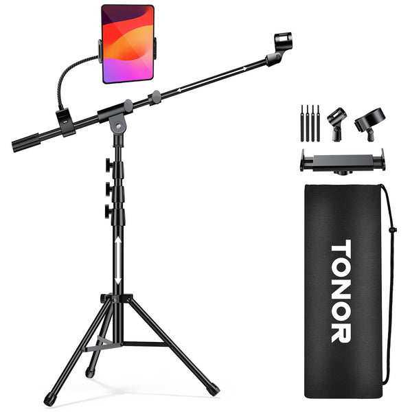 TONOR Microphone Stands Stand Tripod with Boom Arm & Tablet Holder Black DEMO